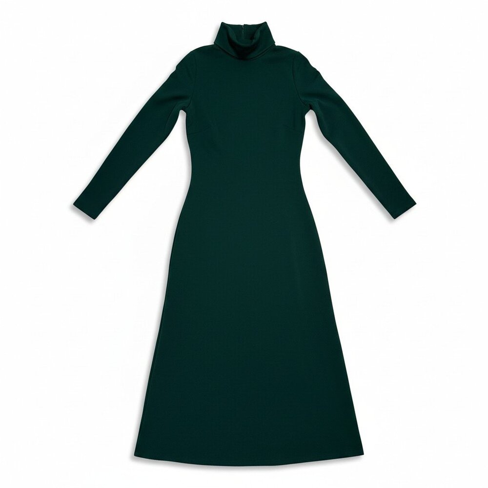 OGL Forest Green Long Sleeve Turtleneck Midi Dress